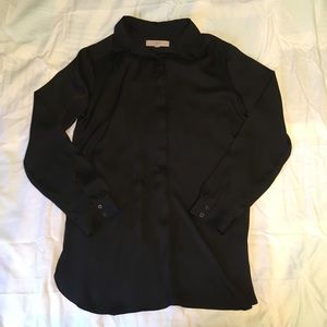 Black hidden buttons blouse
